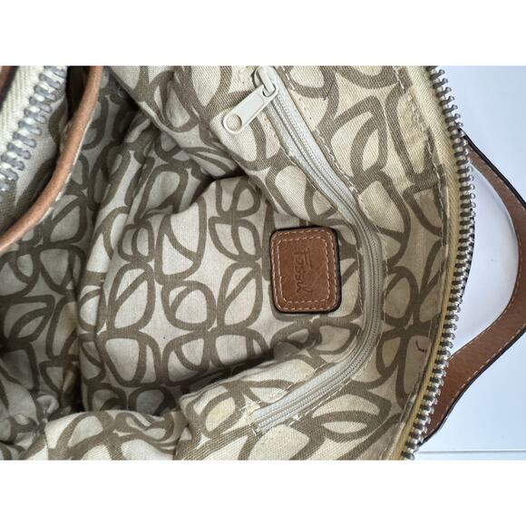 Y2K Vintage Fossil Brown Soft Glove Leather Zip Up Shoulder Bag Bucket Hobo - Picture 8 of 8